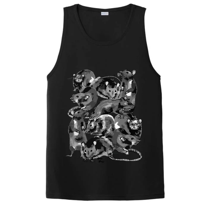 Creepy Rat King Wicca Witch Goth Rats Drawing Rodent Lovers Performance Tank