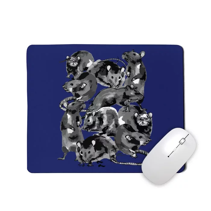 Creepy Rat King Wicca Witch Goth Rats Drawing Rodent Lovers Mousepad