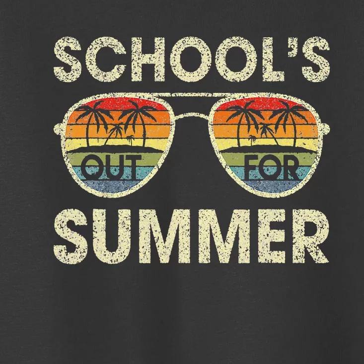 Cute Retro Last Day Of School Schools Out For Summer Teacher Toddler T-Shirt