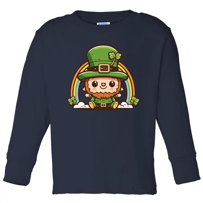 CuteS Rainbow Leprechaun St. Patricks Day Toddler Long Sleeve Shirt