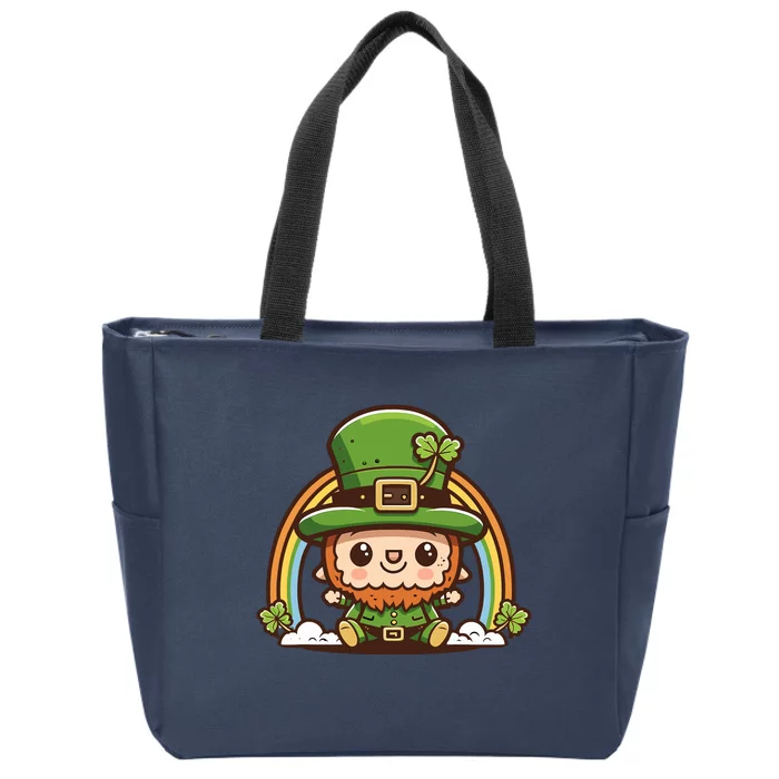 CuteS Rainbow Leprechaun St. Patricks Day Zip Tote Bag