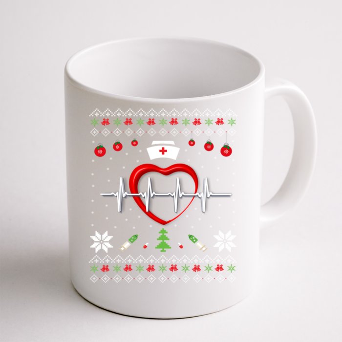 Cute Rn Lpn Icu Er Nurses Xmas Nurse Ugly Christmas Sweater Meaningful Gift Front & Back Coffee Mug