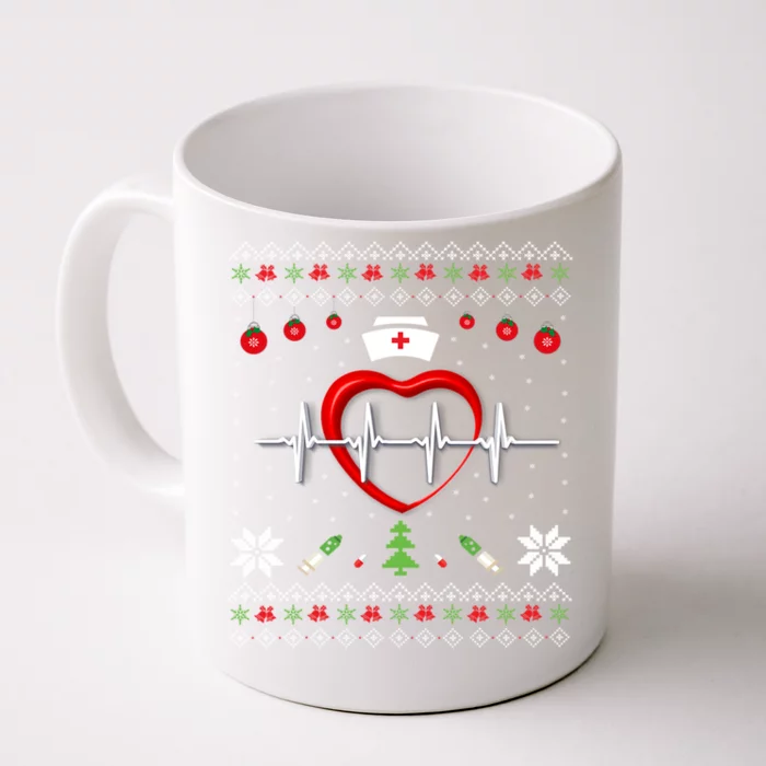 Cute Rn Lpn Icu Er Nurses Xmas Nurse Ugly Christmas Sweater Meaningful Gift Front & Back Coffee Mug