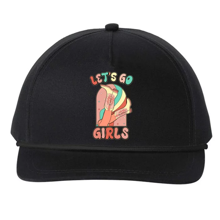 Cute Retro Lets Go Cowgirl Bachelorette Bridesmaids Party Snapback Five-Panel Rope Hat