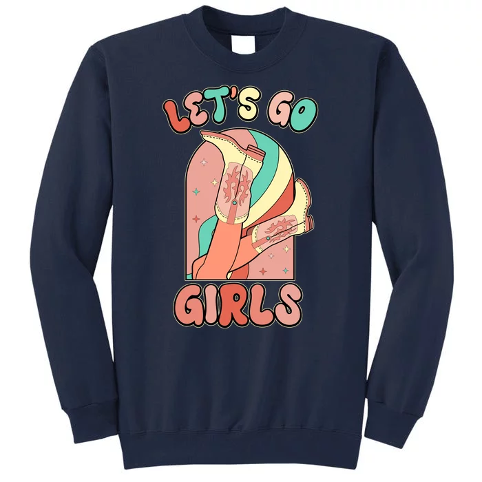 Cute Retro Lets Go Cowgirl Bachelorette Bridesmaids Party Tall Sweatshirt