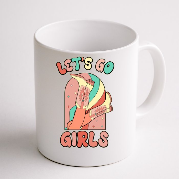 Cute Retro Lets Go Cowgirl Bachelorette Bridesmaids Party Front & Back Coffee Mug