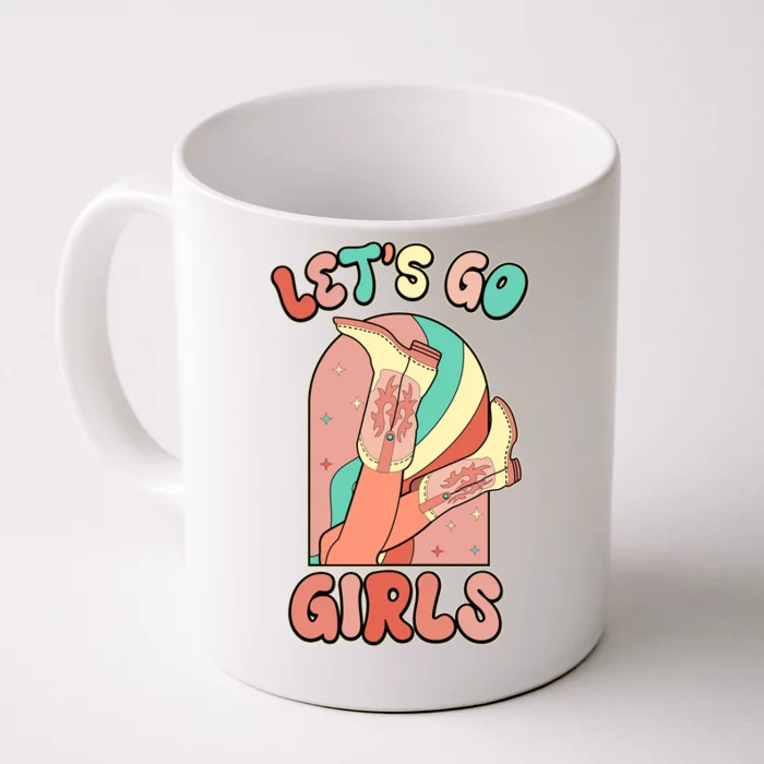 Cute Retro Lets Go Cowgirl Bachelorette Bridesmaids Party Front & Back Coffee Mug