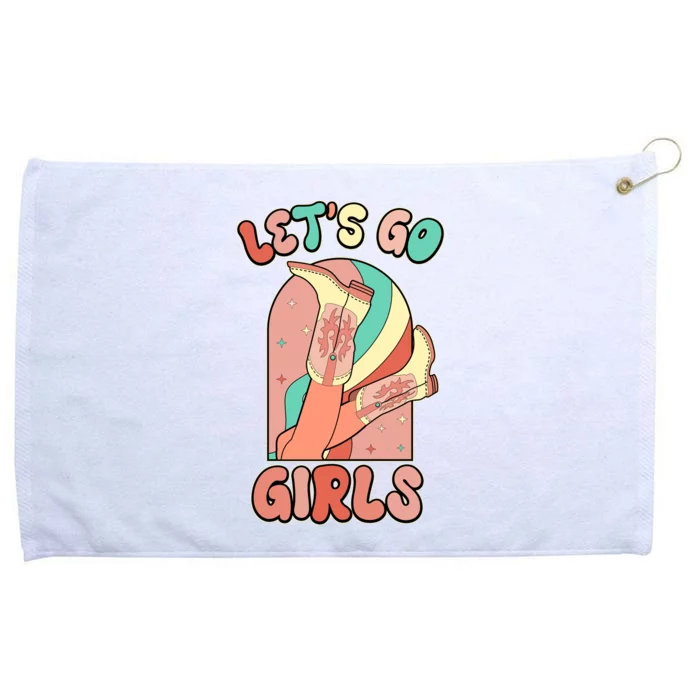 Cute Retro Lets Go Cowgirl Bachelorette Bridesmaids Party Grommeted Golf Towel