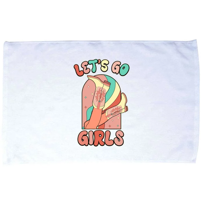 Cute Retro Lets Go Cowgirl Bachelorette Bridesmaids Party Microfiber Hand Towel