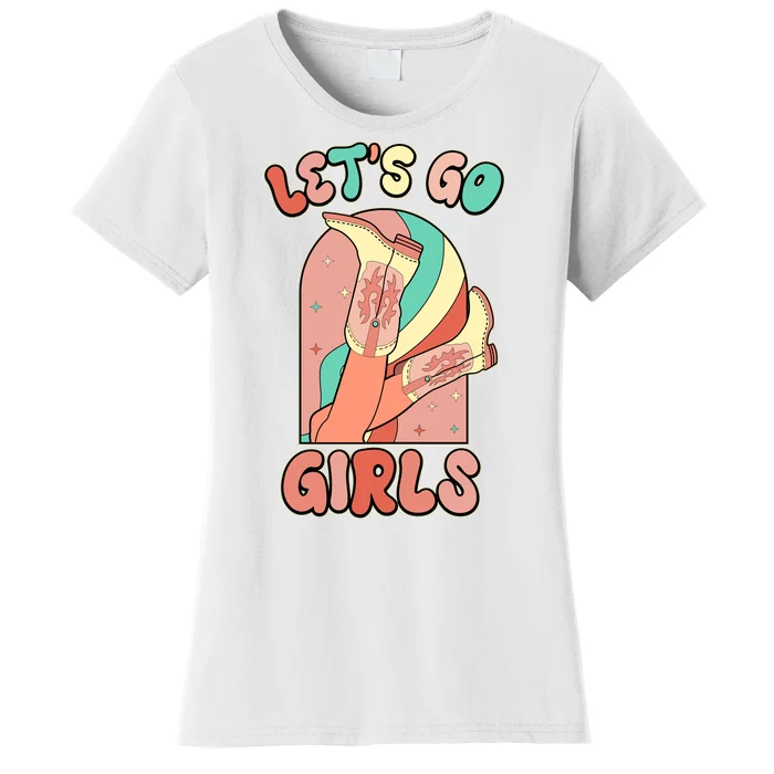 Cute Retro Lets Go Cowgirl Bachelorette Bridesmaids Party Women's T-Shirt