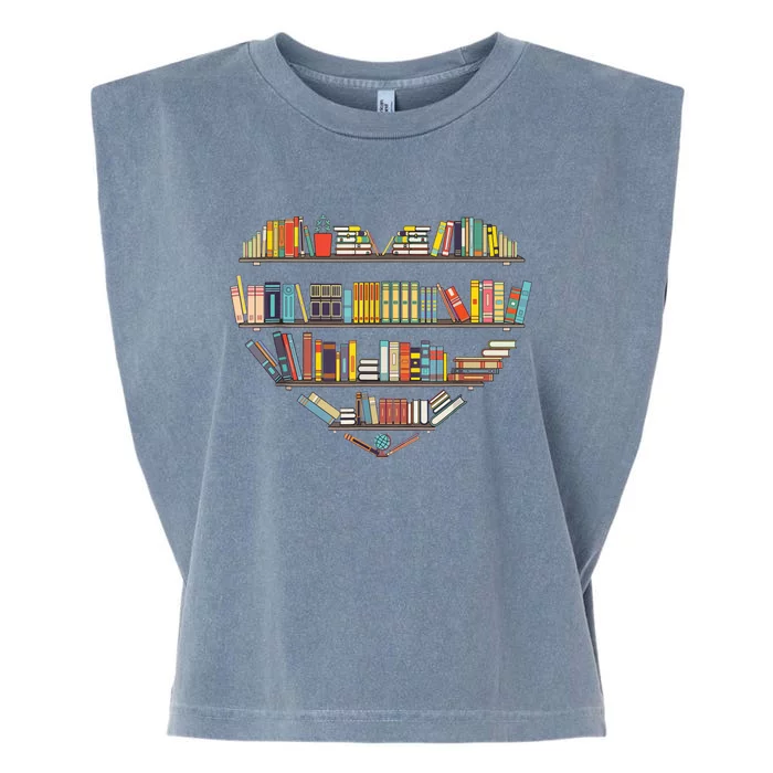 Cute Reading Library Books Lover Heart Librarian Gift Garment-Dyed Women's Muscle Tee