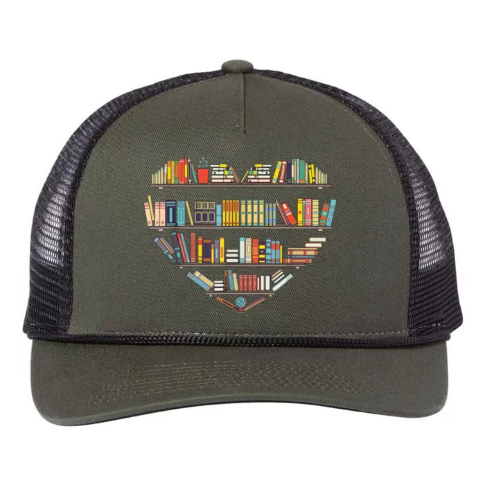 Cute Reading Library Books Lover Heart Librarian Gift Retro Rope Trucker Hat Cap