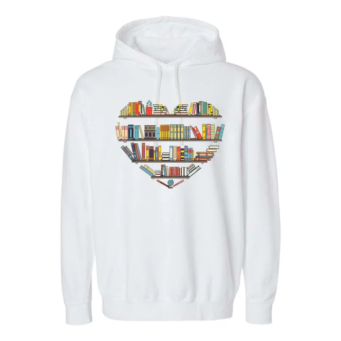 Cute Reading Library Books Lover Heart Librarian Gift Garment-Dyed Fleece Hoodie