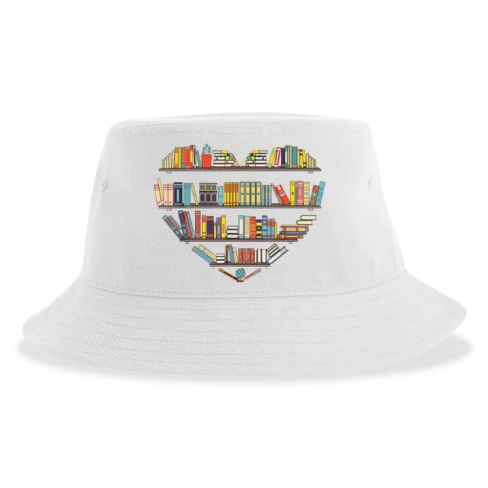 Cute Reading Library Books Lover Heart Librarian Gift Sustainable Bucket Hat