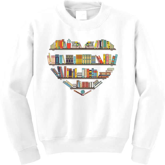 Cute Reading Library Books Lover Heart Librarian Gift Kids Sweatshirt