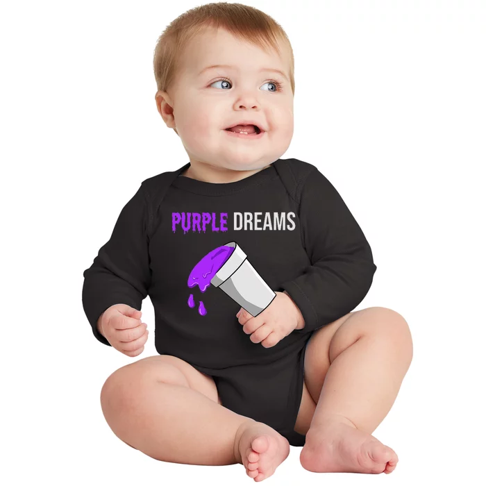 Codeine Rap Lean Cough Juice Purple Drank Baby Long Sleeve Bodysuit