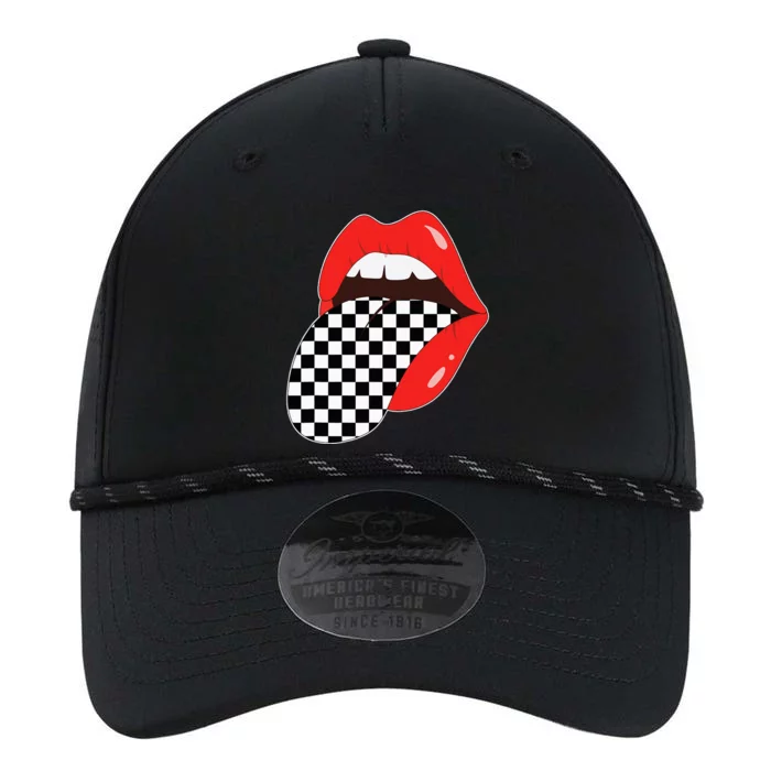 Checkerboard Red Lips Checkered Tongue Out Performance The Dyno Cap