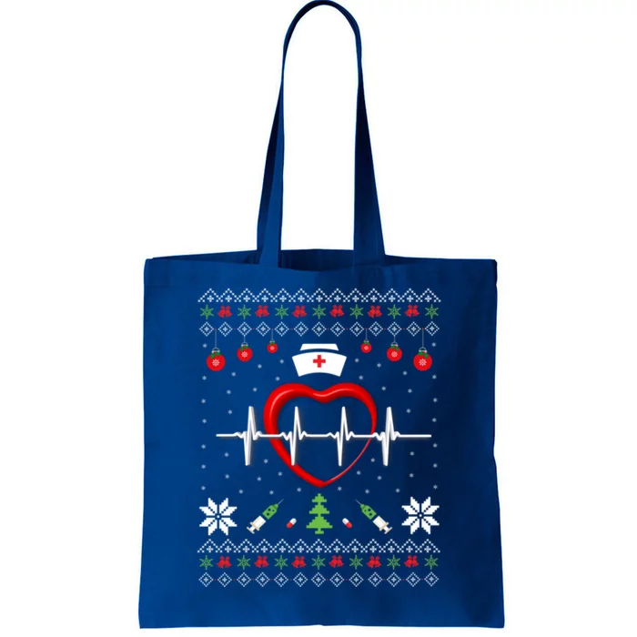 Cute Rn Lpn Icu Er Nurses Xmas Nurse Ugly Christmas Sweater Funny Gift Tote Bag