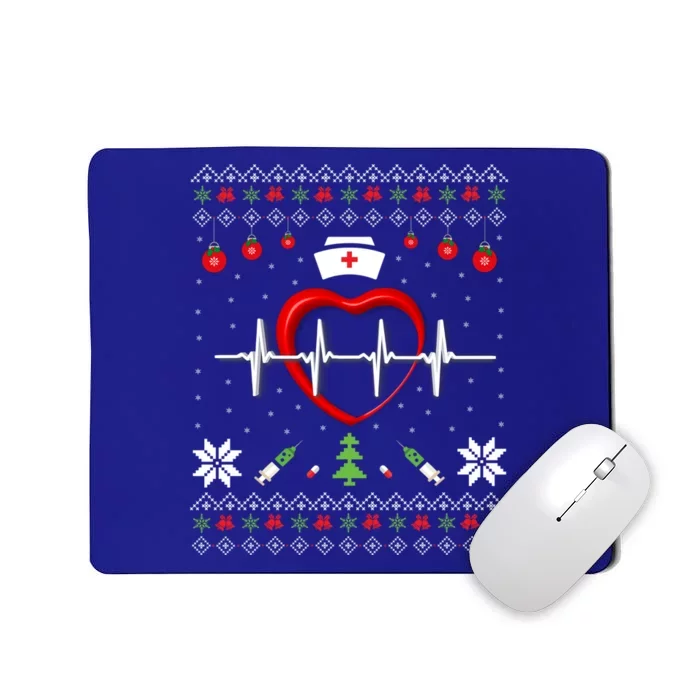 Cute Rn Lpn Icu Er Nurses Xmas Nurse Ugly Christmas Sweater Funny Gift Mousepad