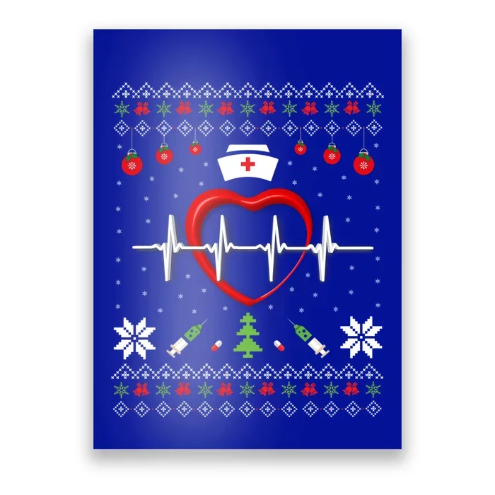 Cute Rn Lpn Icu Er Nurses Xmas Nurse Ugly Christmas Sweater Funny Gift Poster