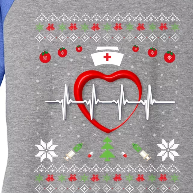 Cute Rn Lpn Icu Er Nurses Xmas Nurse Ugly Christmas Sweater Funny Gift Women's Tri-Blend 3/4-Sleeve Raglan Shirt