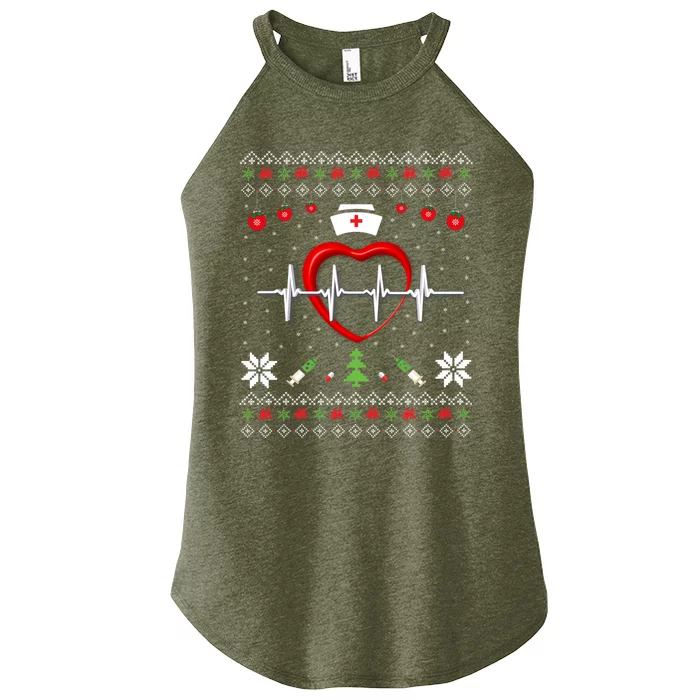 Cute Rn Lpn Icu Er Nurses Xmas Nurse Ugly Christmas Sweater Funny Gift Women’s Perfect Tri Rocker Tank