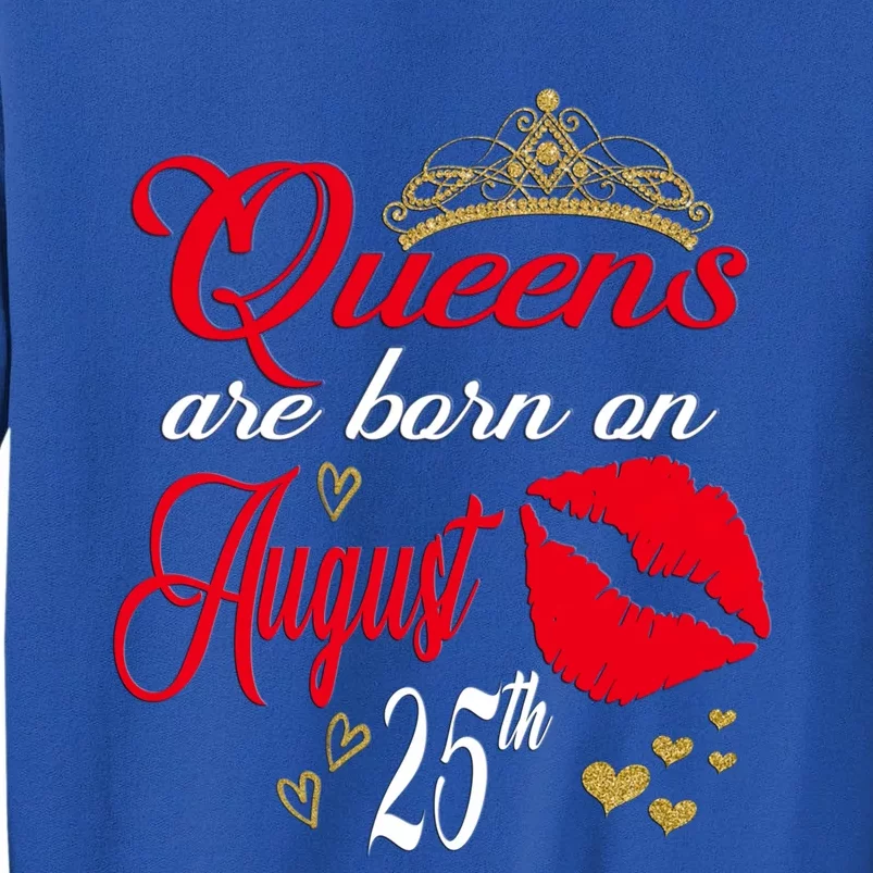 Cute Red Lip Print Queens Are Born On August 25th Virgo Gift Sweatshirt