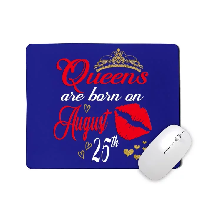 Cute Red Lip Print Queens Are Born On August 25th Virgo Gift Mousepad