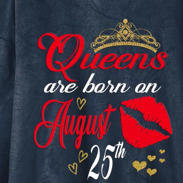 Cute Red Lip Print Queens Are Born On August 25th Virgo Gift Hooded Wearable Blanket