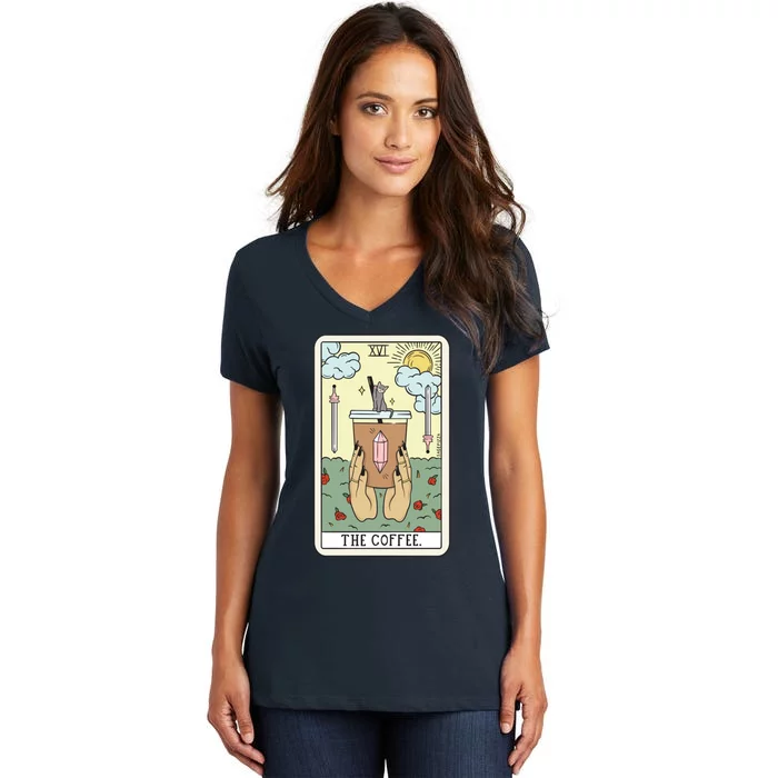 Coffee Reading (Light) Women's V-Neck T-Shirt