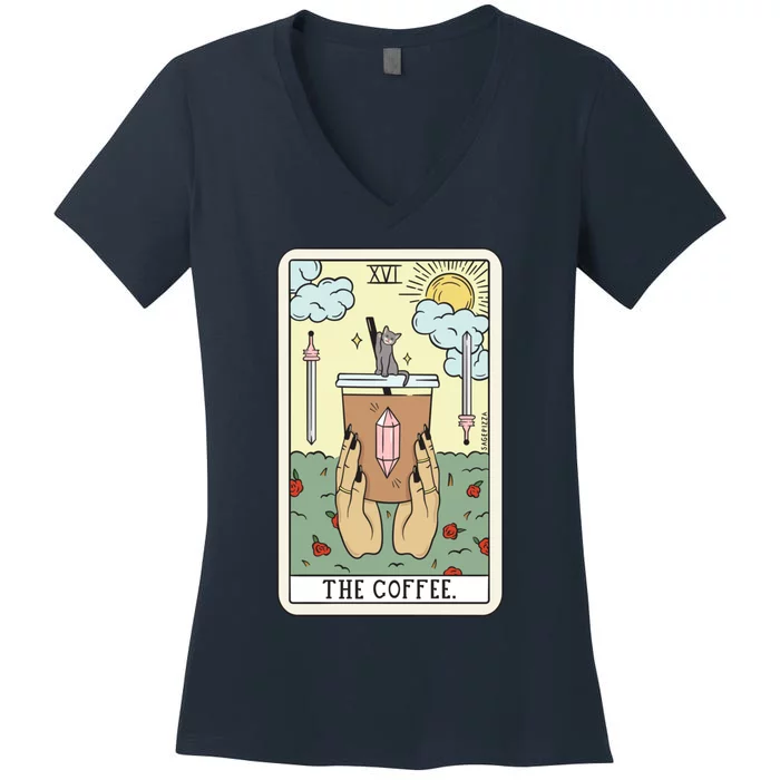 Coffee Reading (Light) Women's V-Neck T-Shirt