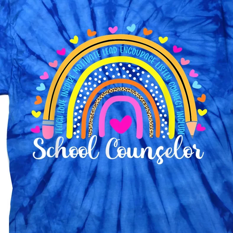 Counselor Rainbow Leopard Funny School Counselor Gift. Tie-Dye T-Shirt