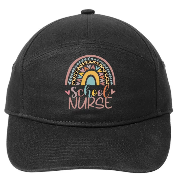 Cute Rainbow Leopard Print School Nurse Back To School 7-Panel Snapback Hat