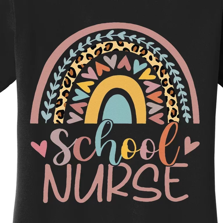 Cute Rainbow Leopard Print School Nurse Back To School Women's T-Shirt