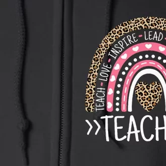 Cute Rainbow Leopard Print Cute Teacher Full Zip Hoodie