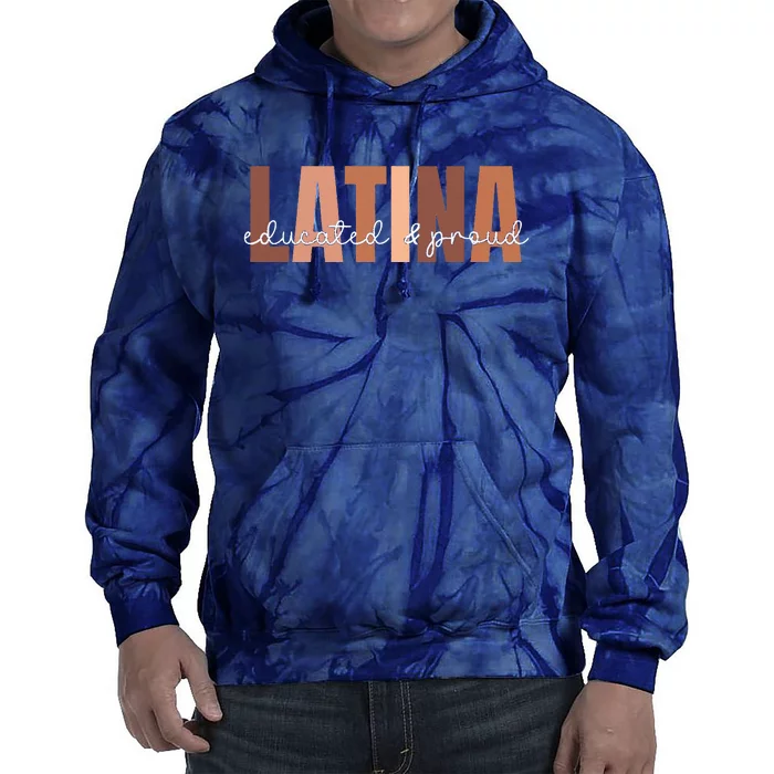 Cool Retro Latina Educated And Proud Latina Power Tie Dye Hoodie