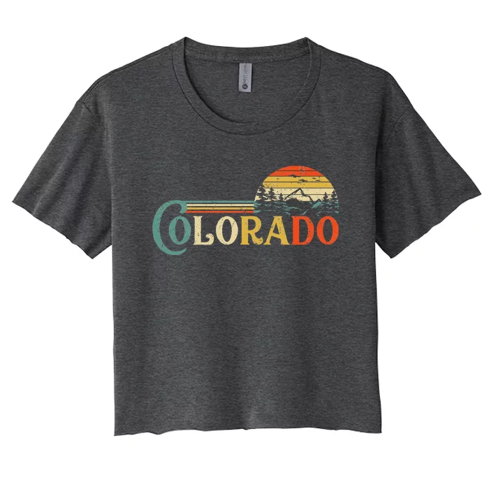 Colorado Rocky Mountain Sun Boulder Hiking Women's Crop Top Tee