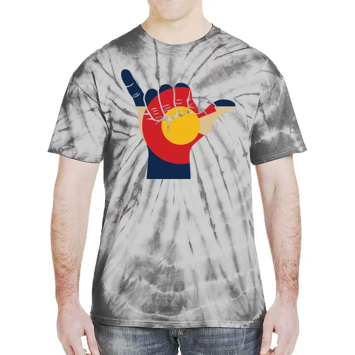 Colorado Rocky Mountain Shaka Sign Flag Of Colorado Tie-Dye T-Shirt