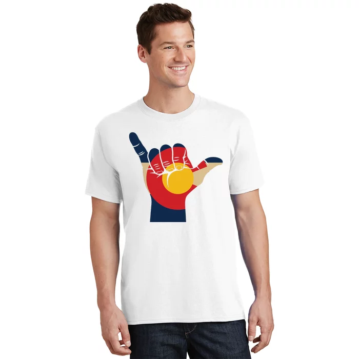 Colorado Rocky Mountain Shaka Sign Flag Of Colorado T-Shirt