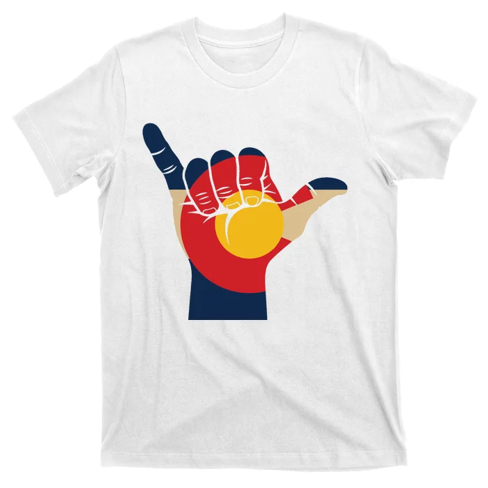 Colorado Rocky Mountain Shaka Sign Flag Of Colorado T-Shirt