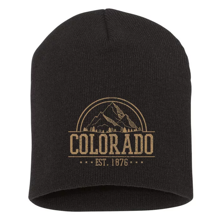 Colorado Rocky Mountains Est. 1876 Hiking Outdoor Short Acrylic Beanie