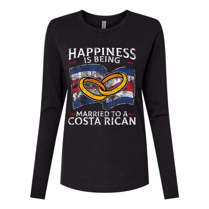 Costa Rica Marriage Costa Rican Heritage Married Flag Womens Cotton Relaxed Long Sleeve T-Shirt