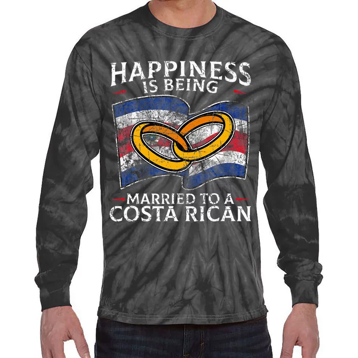 Costa Rica Marriage Costa Rican Heritage Married Flag Tie-Dye Long Sleeve Shirt