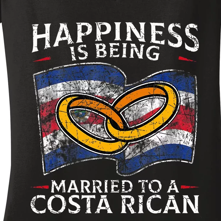 Costa Rica Marriage Costa Rican Heritage Married Flag Women's V-Neck T-Shirt