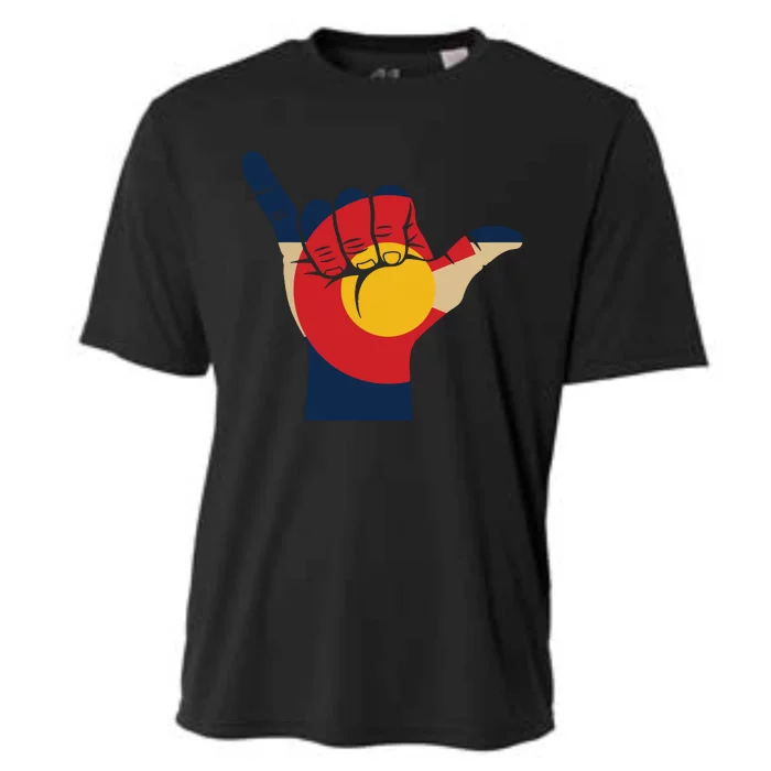 Colorado Rocky Mountain Shirts Shaka Sign Flag Of Colorado Cooling Performance Crew T-Shirt