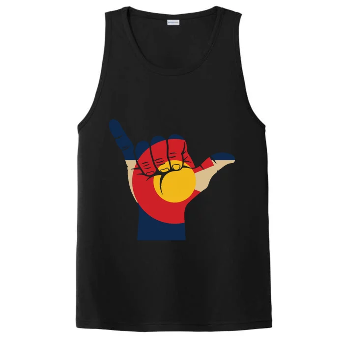 Colorado Rocky Mountain Shirts Shaka Sign Flag Of Colorado Performance Tank