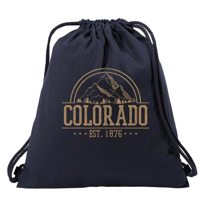 Colorado Rocky Mountains Est. 1876 Hiking Outdoor Drawstring Bag