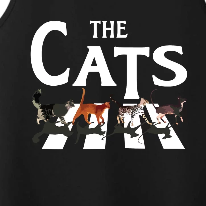 Cat Rock Music Funny Cat Lover Gifts Performance Tank