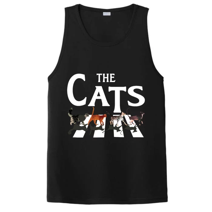 Cat Rock Music Funny Cat Lover Gifts Performance Tank