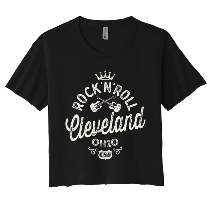 Cleveland RockNRoll Music Cool Vintage Women's Crop Top Tee